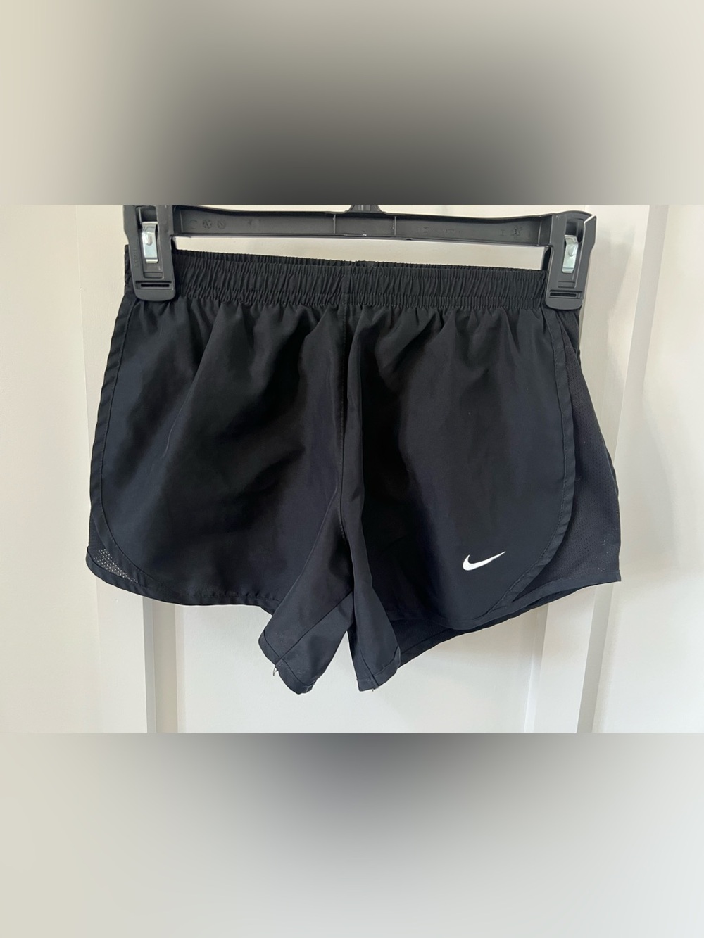 Nike Black Girl’s Running Shorts with White Swoosh